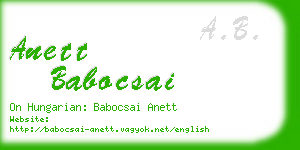 anett babocsai business card